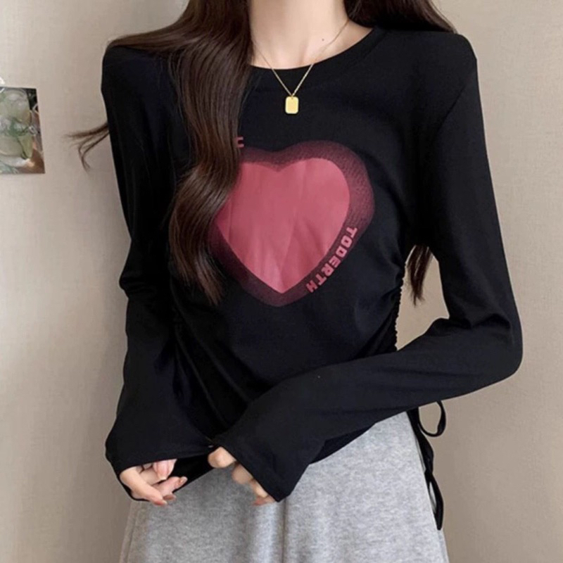 Áo Croptop Nữ Tay Dài Trái Tim