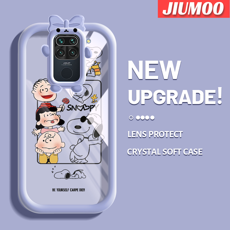 JIUMOO Casing For Xiaomi Redmi Note 9 Redmi 10X Case Cartoon Snoopy Lovely Shockproof Transparent Phone Cases Creative Colorful Little Monster Camera Lens Protective Clear Shell Silicone Soft Case