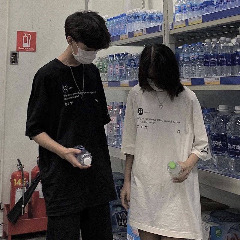 [49k] Áo thun tay lỡ cổ tròn Sadtagram