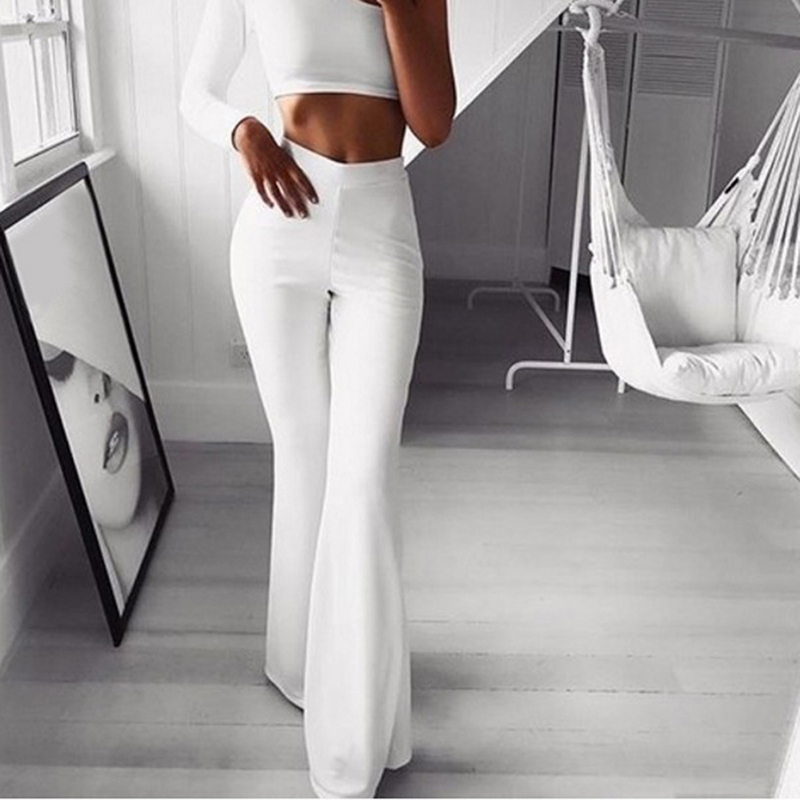 CHANGDA Women Solid High Waist Flare 