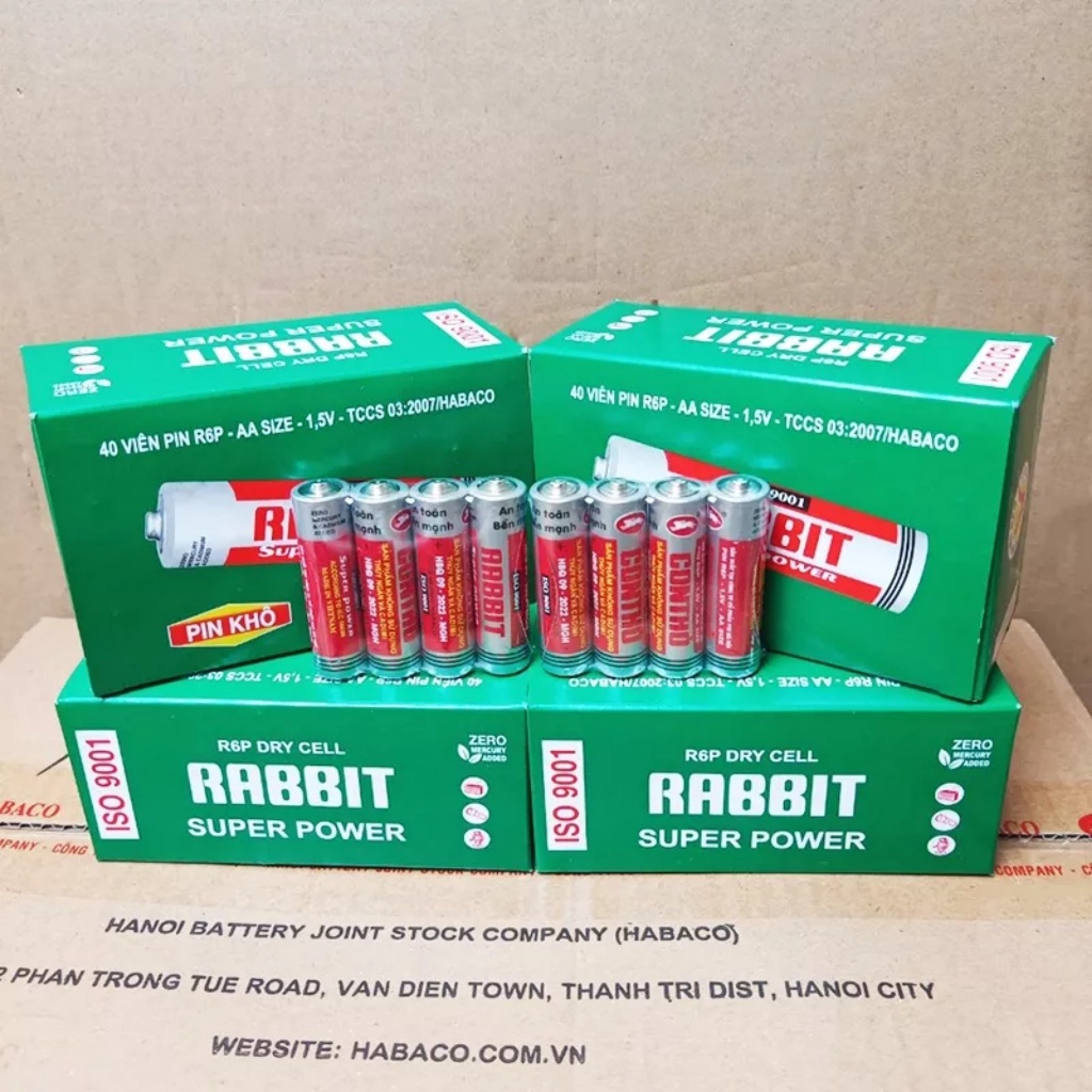 [CHÍNH HÃNG] Pin CON THỎ AA và AAA 1.5V. Hộp 20-40 viên