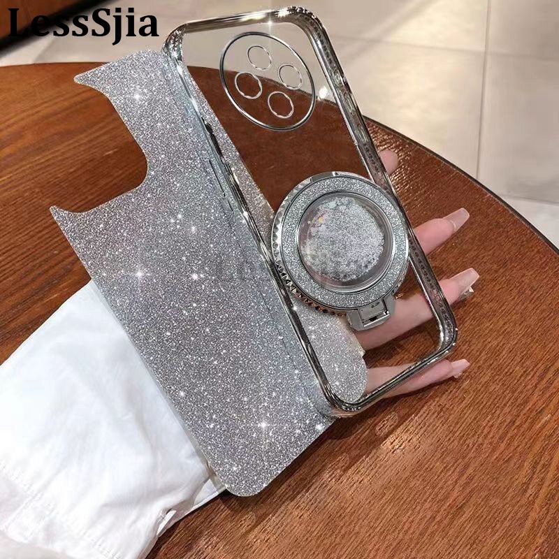 Phone cover Realme C65 C67 C75 Back case with Liquid Glitter Quicksand hourglass Stand Holder Luxury Shiny Gradient Plating Girls Slim For Realme C75 C67 C65 Phone cases.