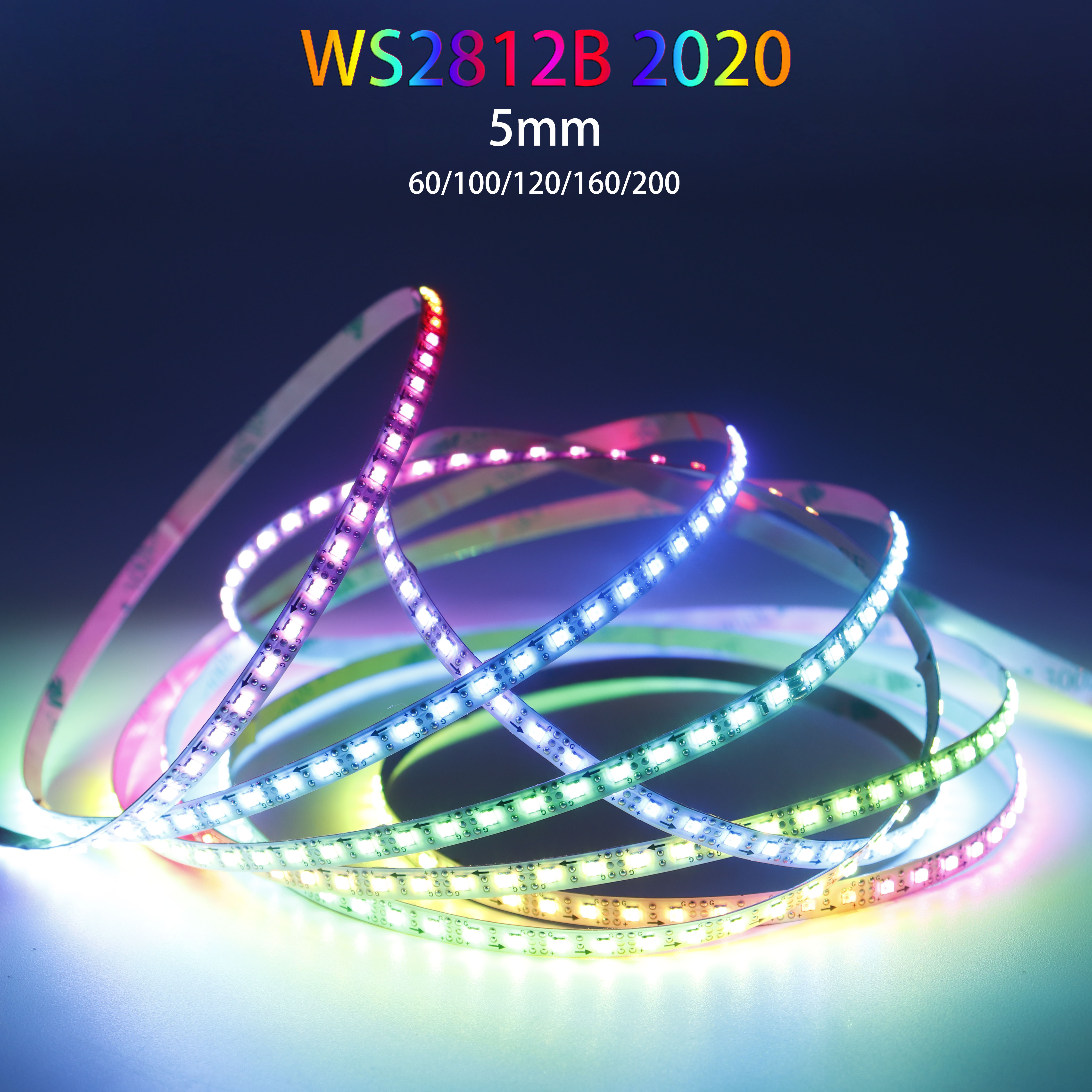 5mm Ultra-Narrow WS2812B 2020SMD RGBIC LED Strip WS2812 60/100/120/160 ...