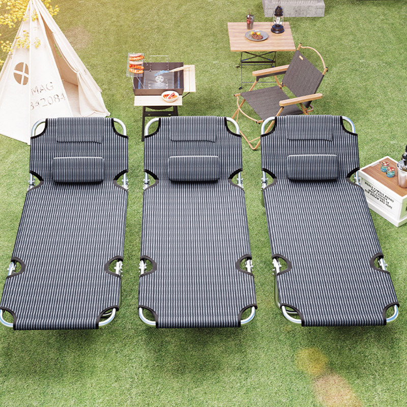 Outdoor folding bed, summer single camping, tri-fold marching bed, sitting, reclining, office folding lunch break bed