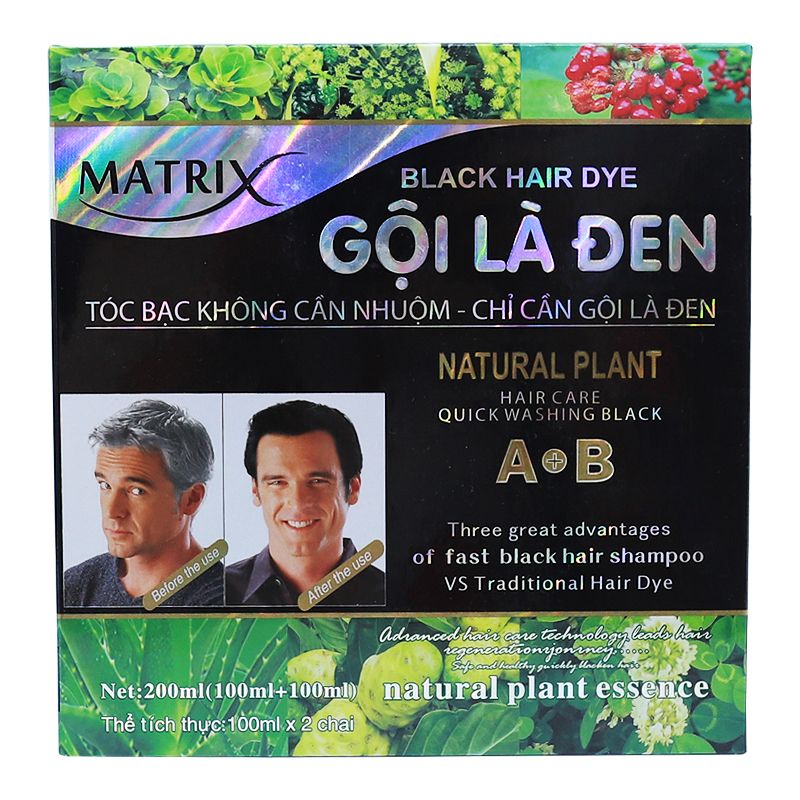 Hộp 10 gói dầu gội đen tóc matrix gội là đen