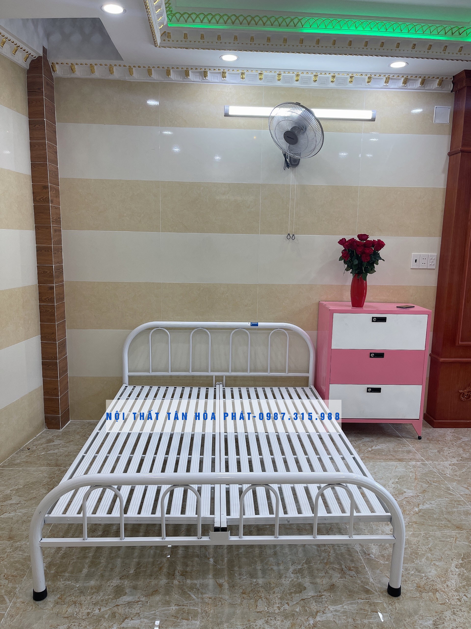 Giường sắt đơn giản kích thước 1m6 x 2m
