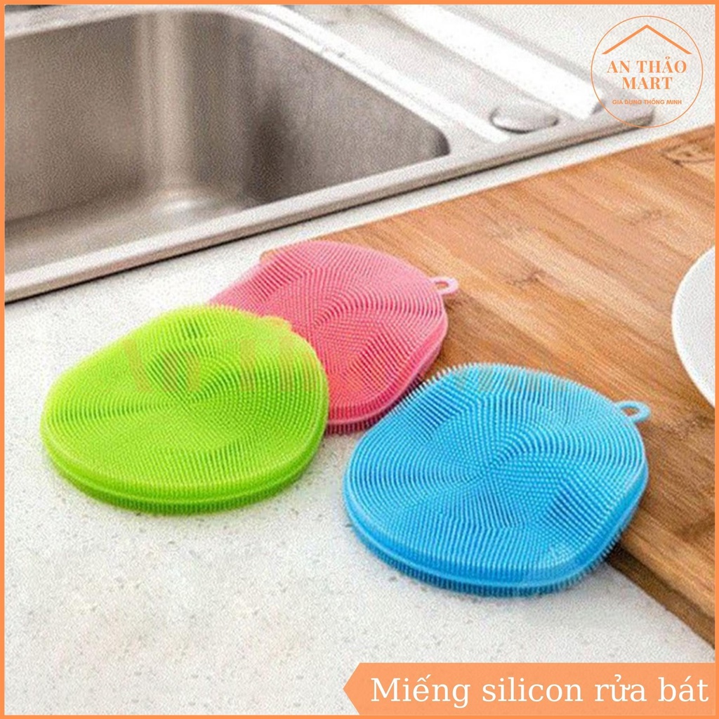 Miếng Rửa Chén / Miếng Silicon Rửa Bát Có Móc Treo Tiện Dụng