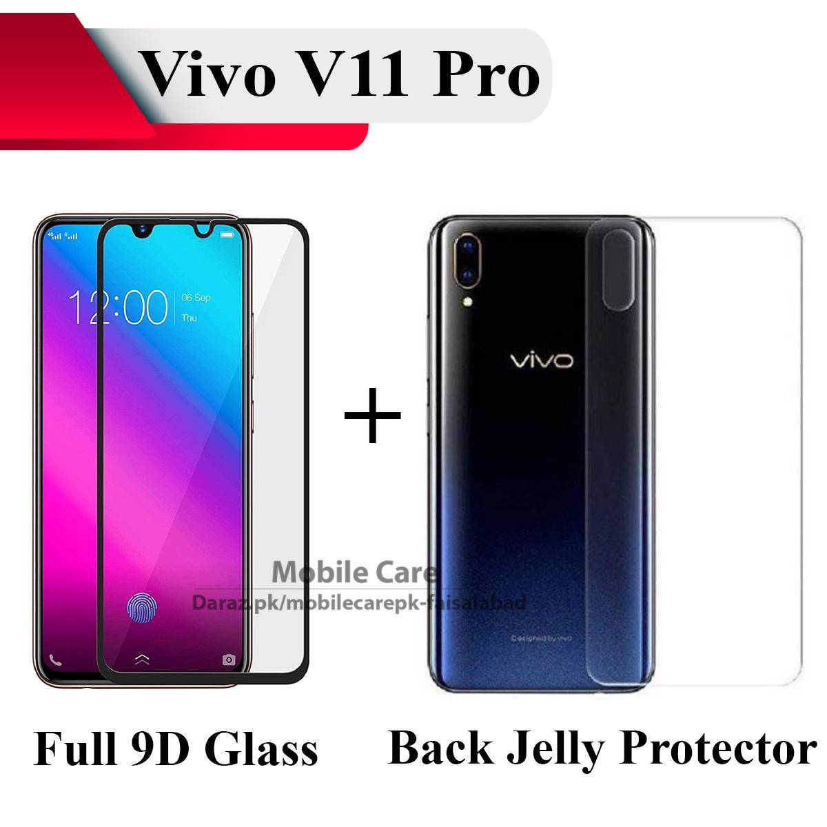 Vivo V11 Pro Full Black 9D5D6D10D11D21D Tempered Glass Screen Protector Full Glue Edge To Edge + Back Clear Jelly Protector Soft Film Protection Hydrogel Film Protector For Vivo V11 Pro