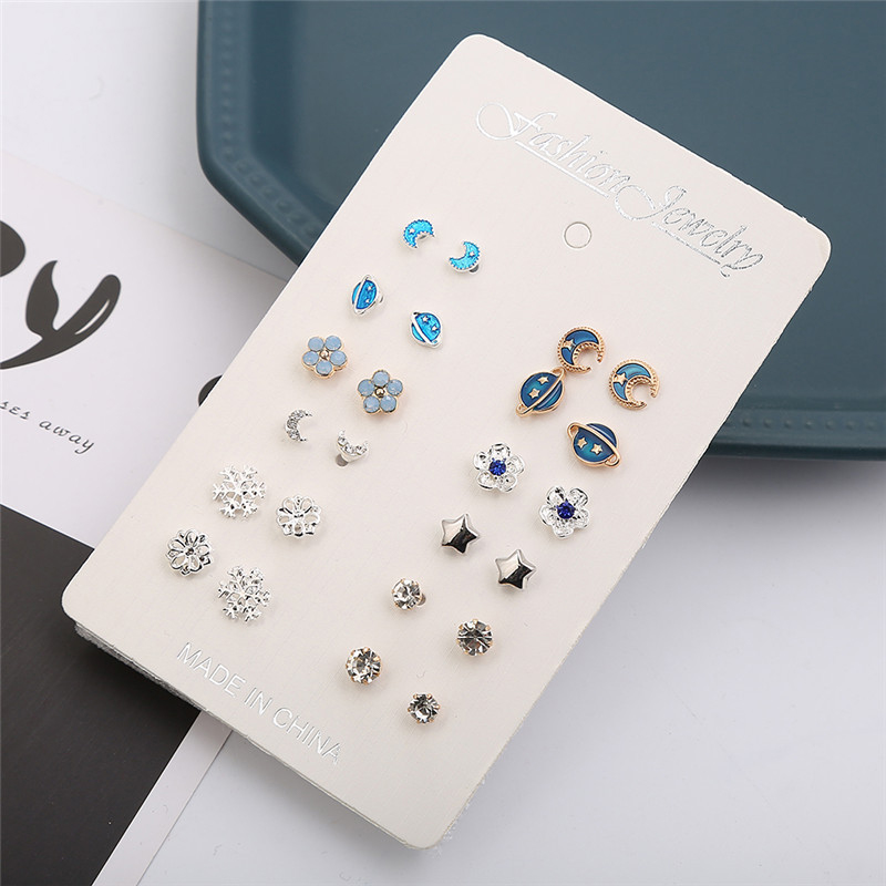 perfect%2012%20Pairs/Set%20Cute%20Multiple%20Piercing%20Stud%20Earrings%20Moon%20Star%20Planet%20Snowflake%20Rhinestone%20Jewelry%20Alloy%20Statement%20for%20Teen%20Girls%20Women%20Gifts%20-%20Image%205