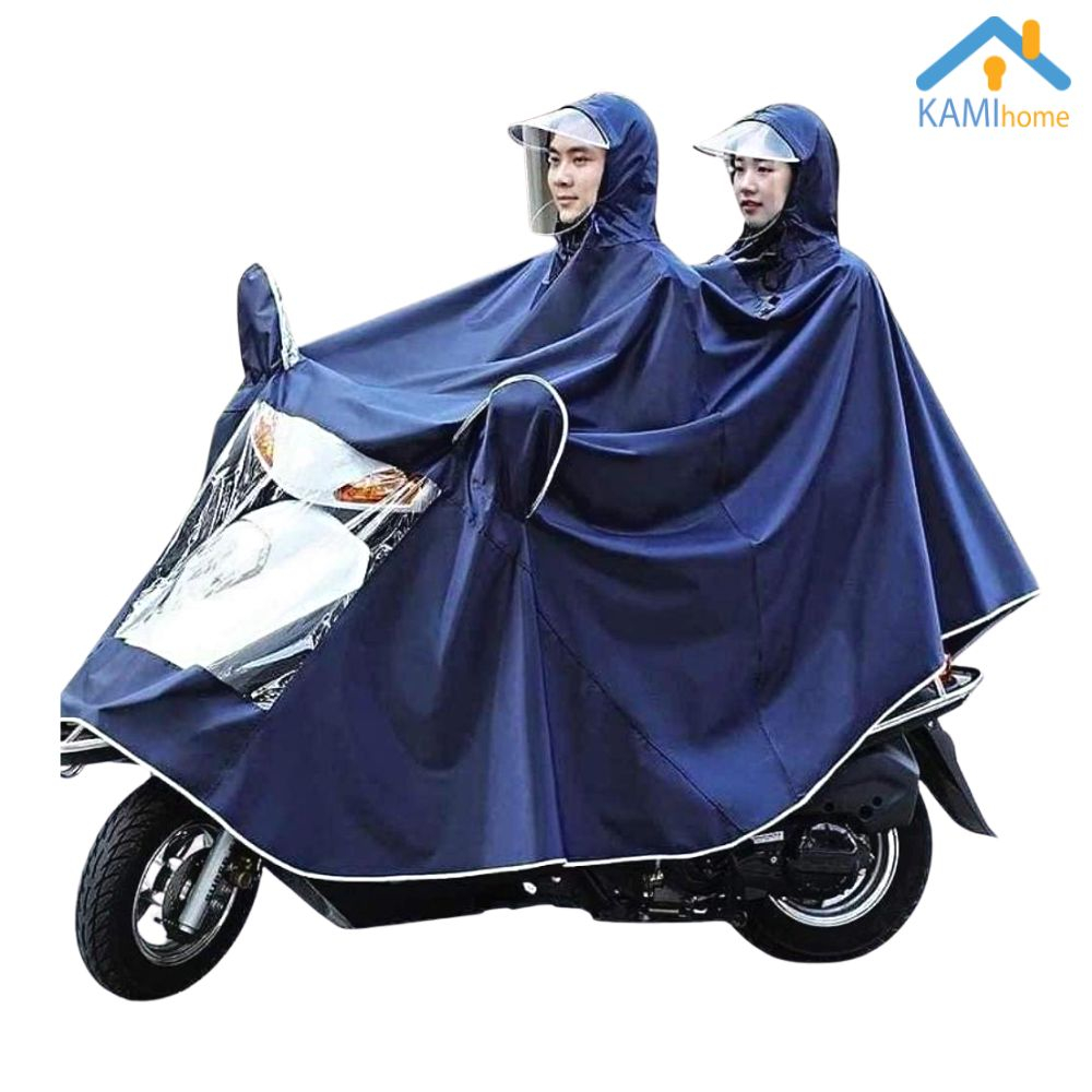 Áo mưa phản quang 2 đầu có bao gương xe máy mã 70036