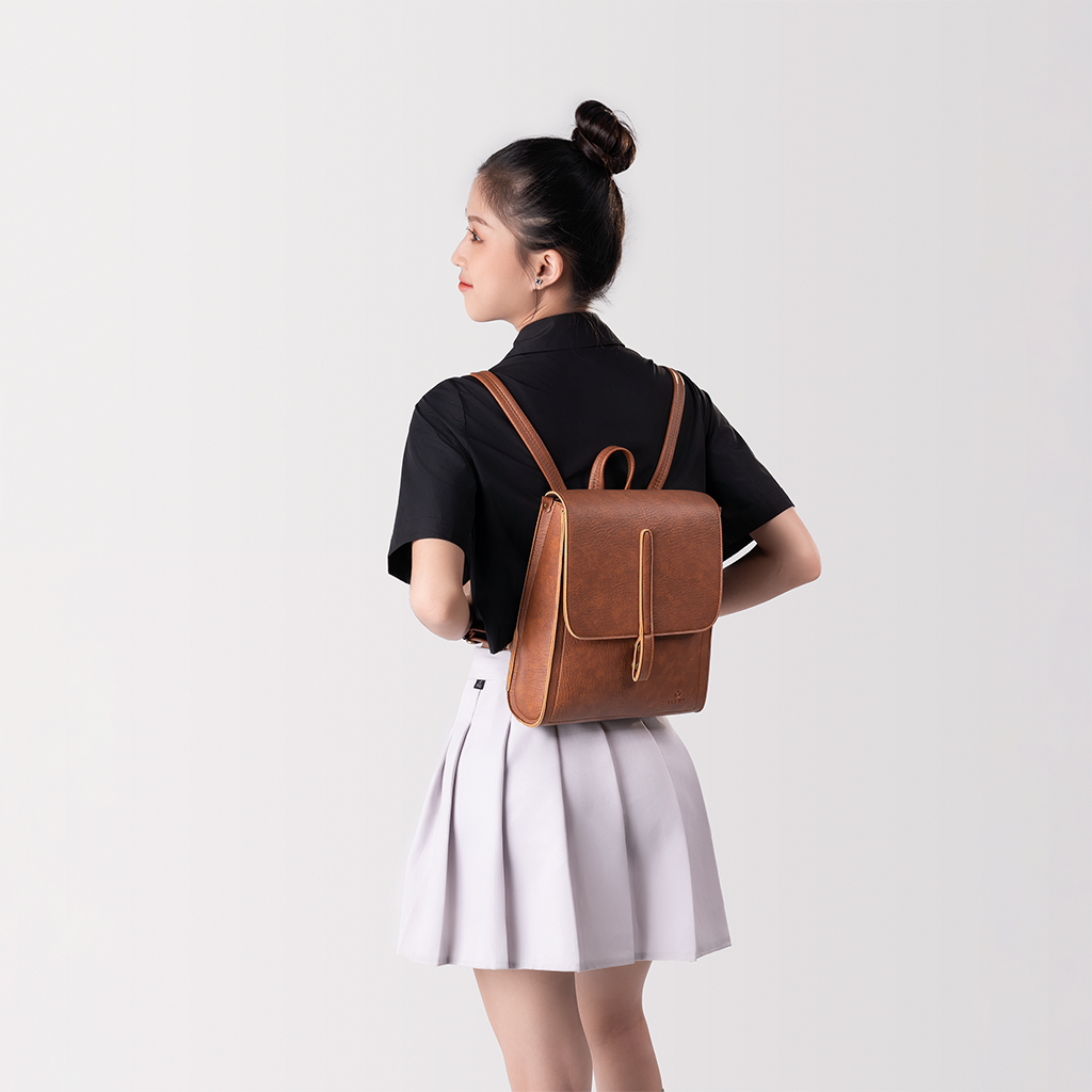 Balo Yuumy (Thời trang nữ nắp gập tiện lợi cỡ trung - Balo da Seasand YBA71)