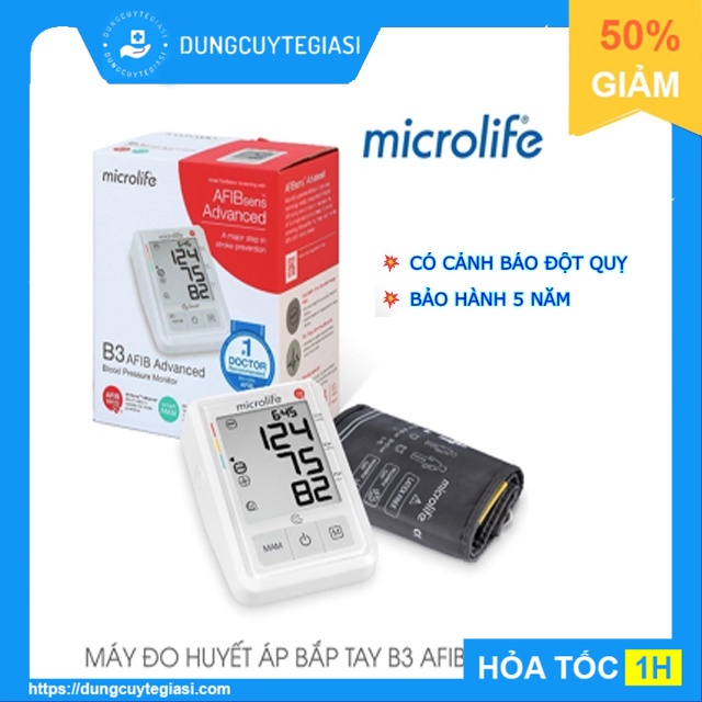 Máy đo huyết áp bắp tay Microlife B3 AFIB Advanced, máy đo huyết áp cảnh báo đột quỵ