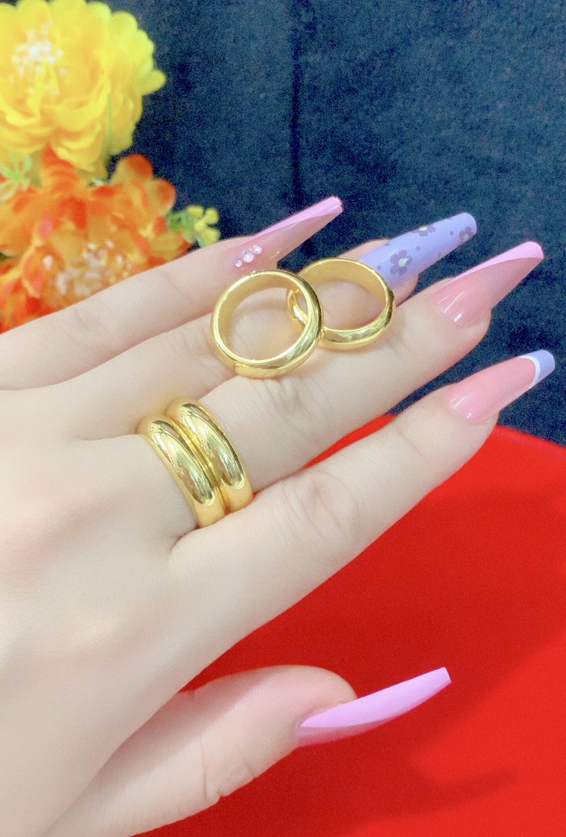 Nhẫn cưới trơn 5 chỉ mạ 24k khắc 9999