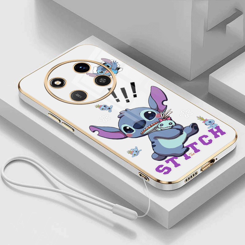 Honor X9C 5G X9C Feared Stitch Casing Soft Phone Case Monster Cartoon Square Edges Plating Cover. 