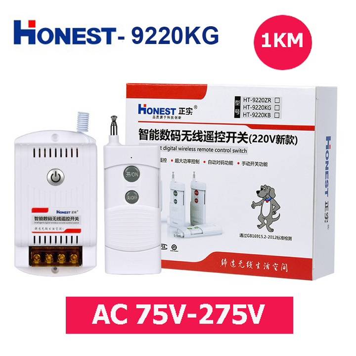 Bộ Công Tắc Điều Khiển Từ Xa Công Suất Lớn Honest HT-9220KG 40A 1Km