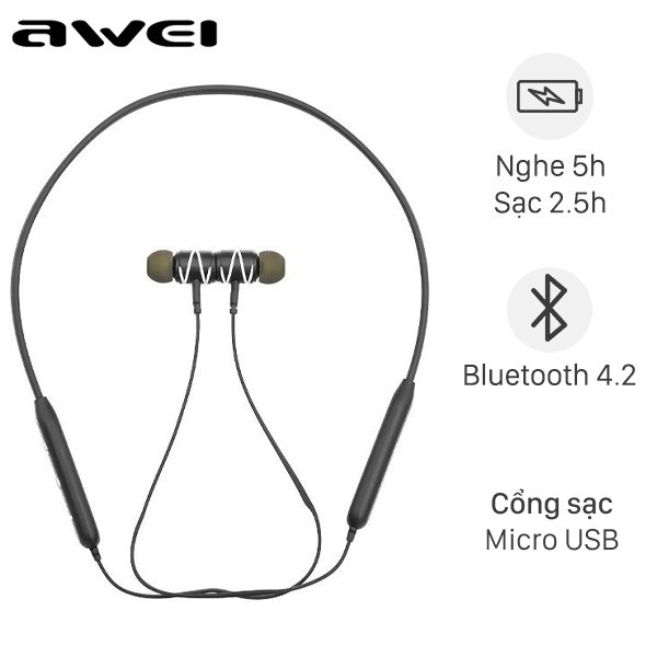 Tai nghe Bluetooth Awei G51BS Đen thể thao