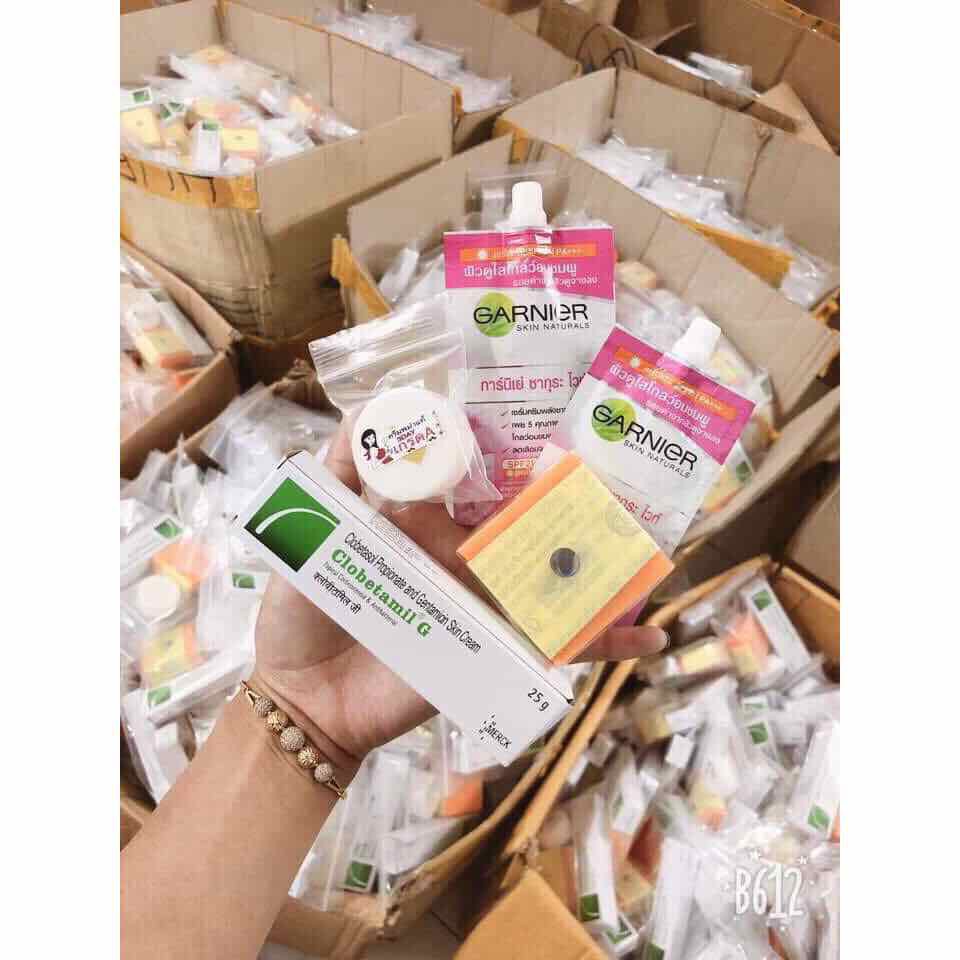 Bộ kem sạch nám trắng da Garnier thái lan sét 5 món