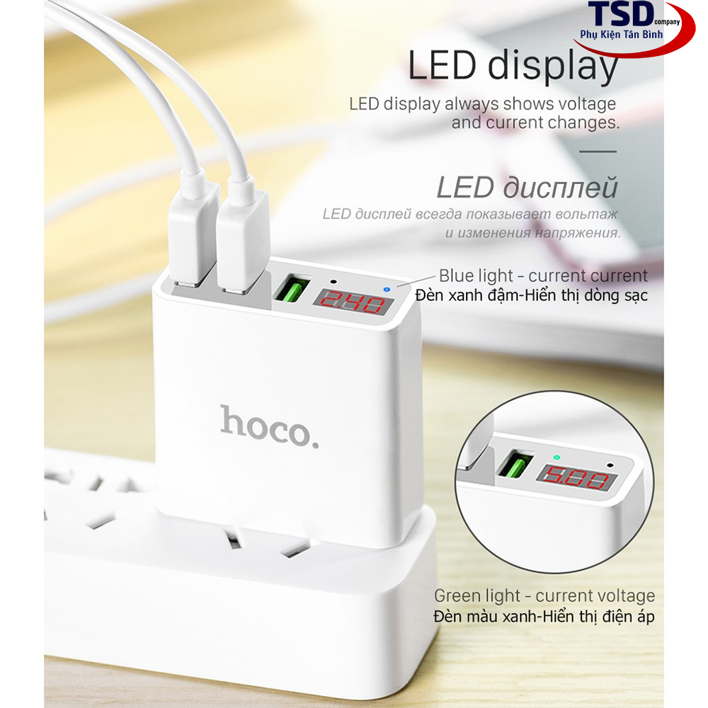 Củ Sạc Đa Năng 3 Cổng USB Hoco C15 Chính Hãng