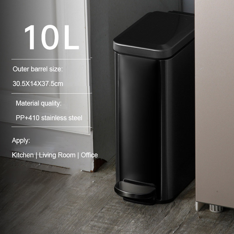 JJT double layer trash can Stainless steel trash can Trash can for the kitchen with lid Suitable for small spaces, can separate waste. Size 10L. Square trash can, open and close, 10L, large size, sorting trash, trash can 10L