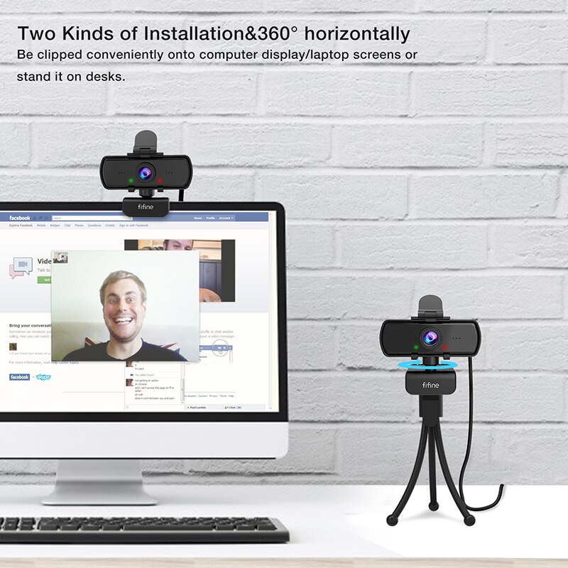 FIFINE 1440P Full HD PC Webcam With Microphone, Tripod, For USB Desktop & Laptop,Live Streaming Webcam For Video Calling-K420