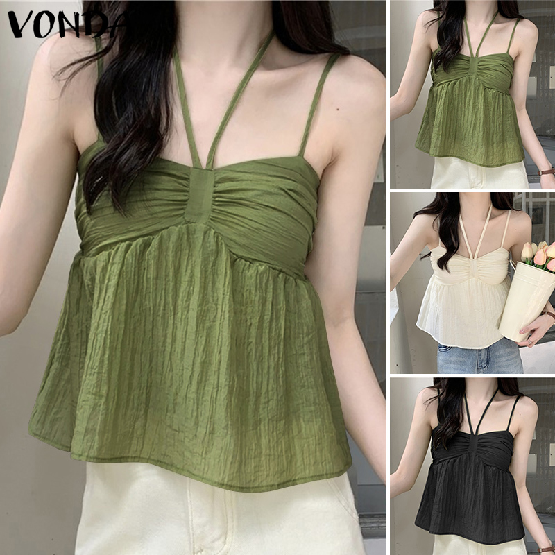 VONDA%20Women%20Korean%20Casual%20Flower%20Slant%20Shoulder%20Lantern%20Sleeve%20Tank%20(Korean%20Floral)%20-%20Image%204