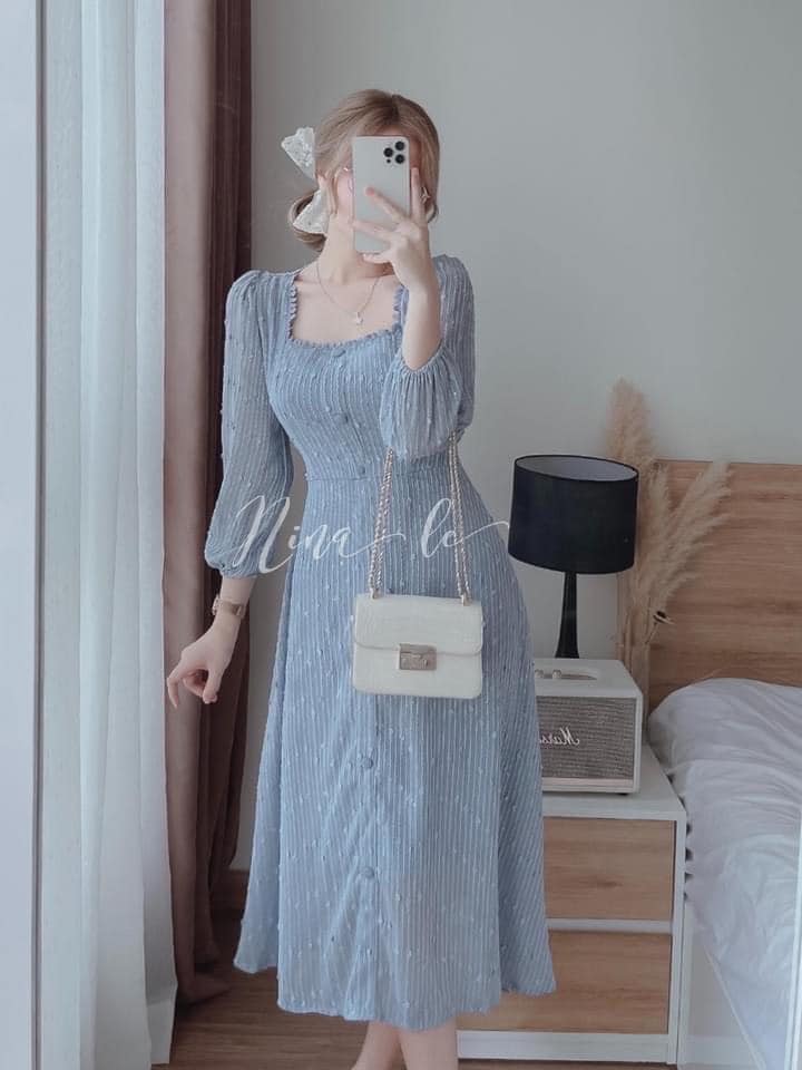 ĐẦM BIGSIZE TAY DÀI CỔ CHỮ U (L-2XL)