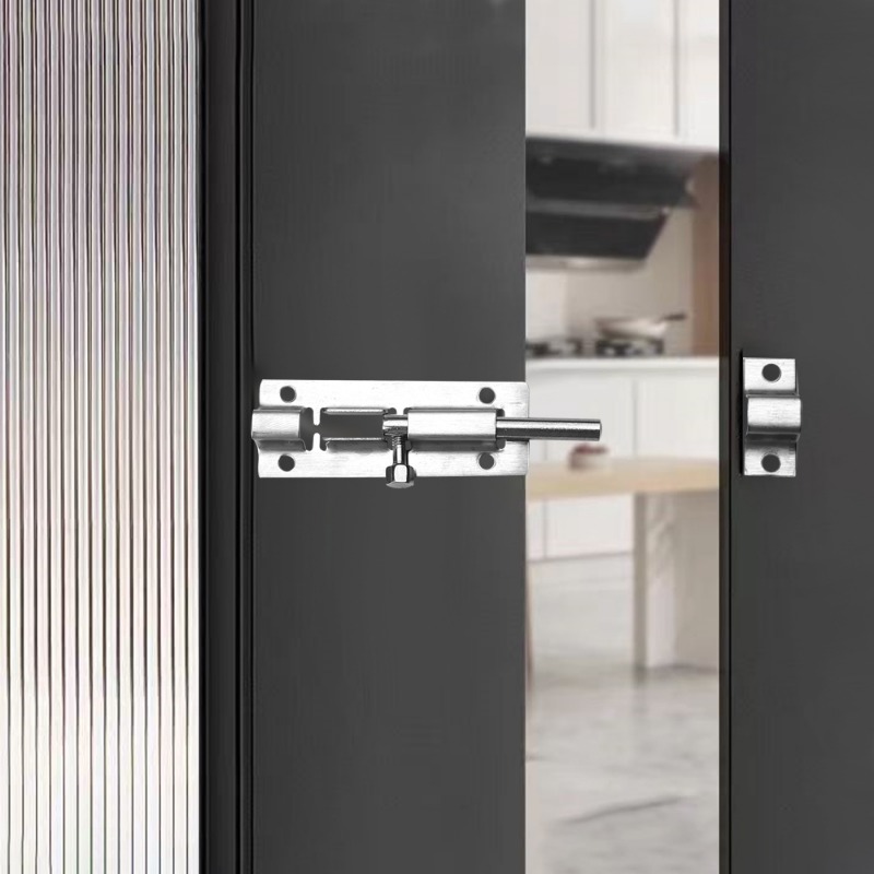 1.5-6 Inch Long Silver Stainless Steel Door Latch Solid Sliding Lock Bolt Latch Hasp Staple Window Cabinet Gate Safety Lock Door Bolts