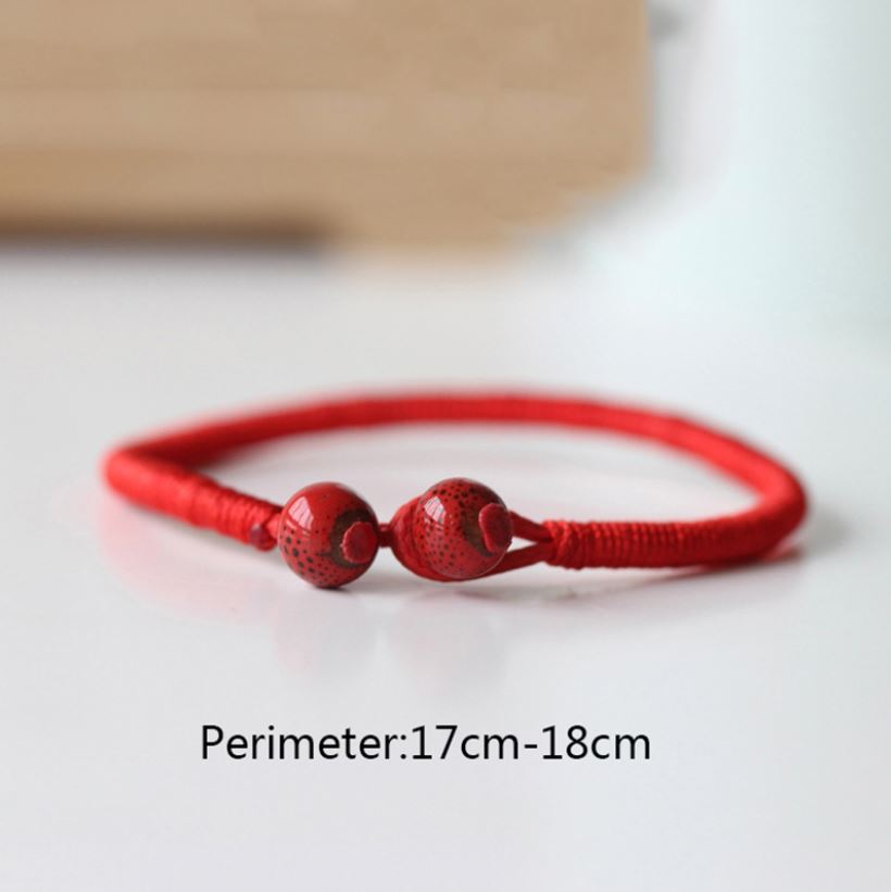 (HCM) Vòng Tay Gốm Chỉ Đỏ Phối Gốm May Mắn