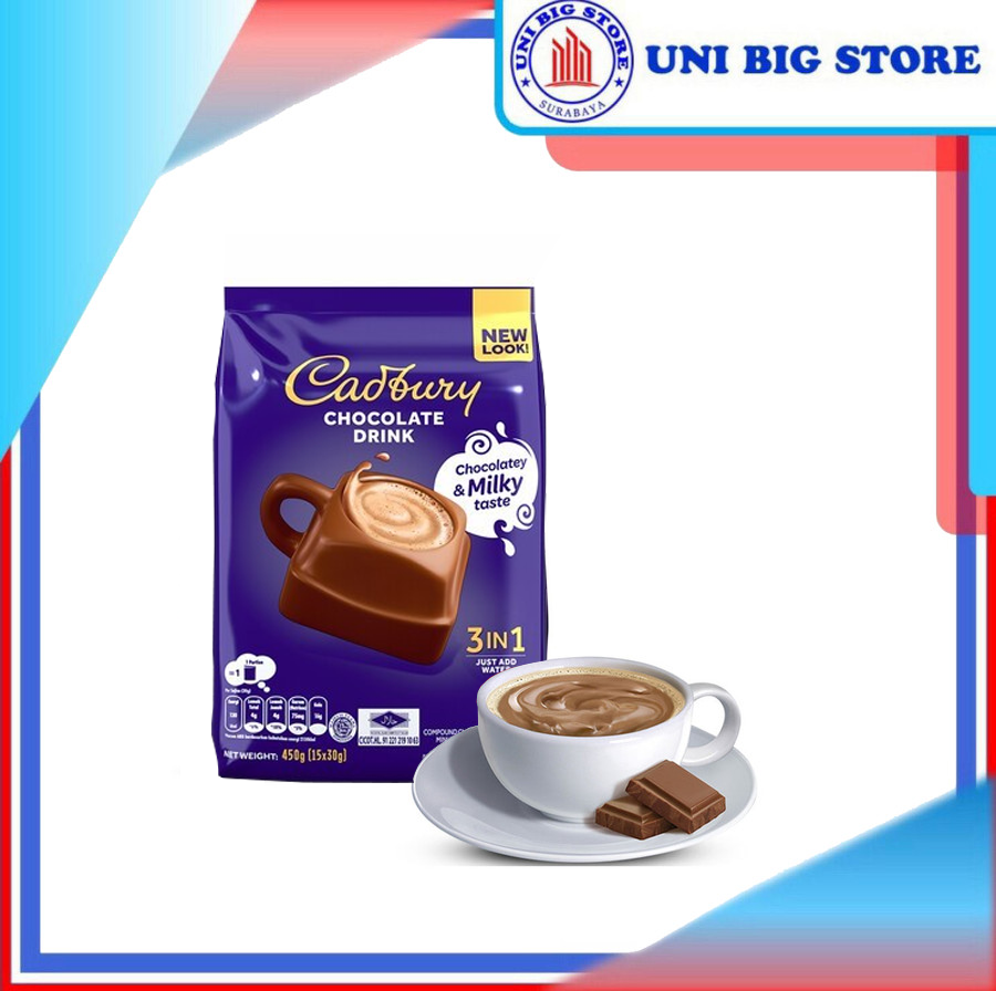Cadbury 3 in 1 Hot Chocolate Drink 15 x 30 gr Susu Coklat 450 gr
