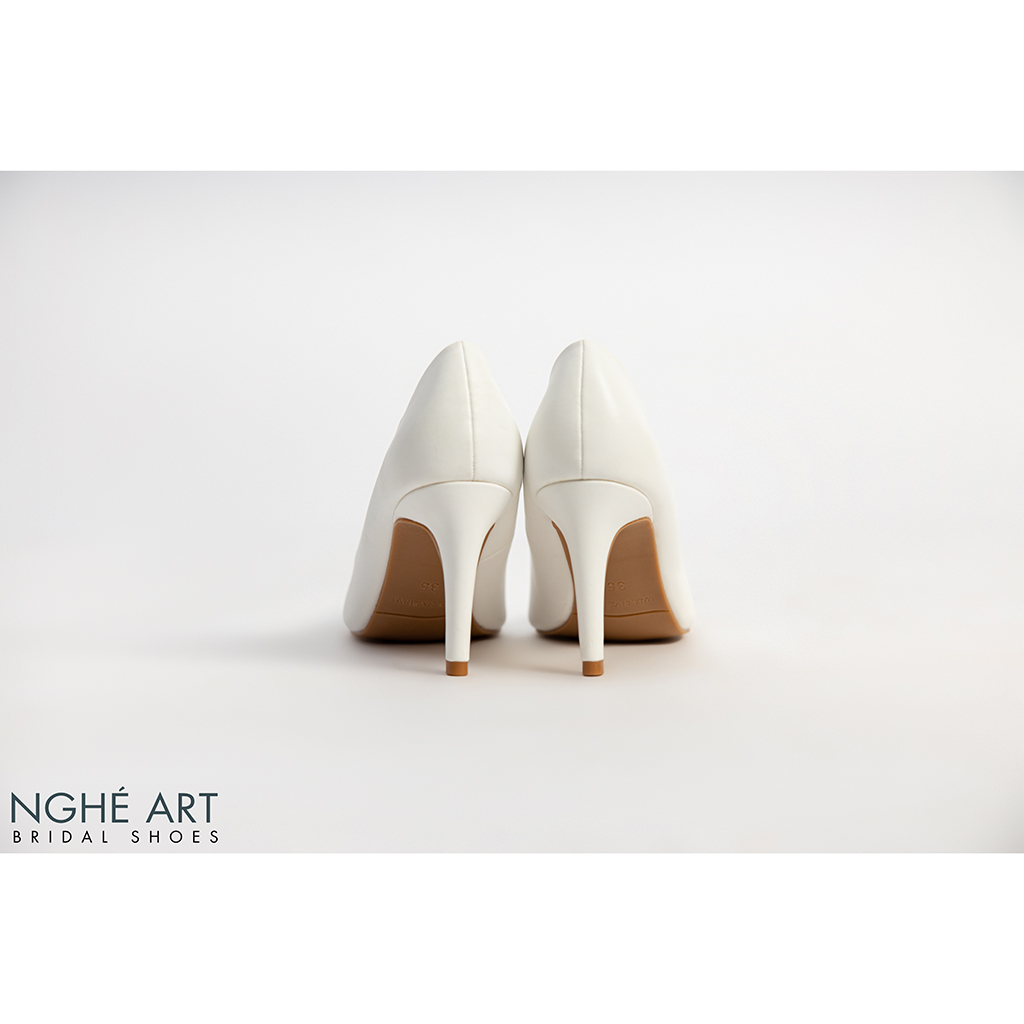 Giày cưới Nghé Art basic bít mũi gót nhọn 189 trắng