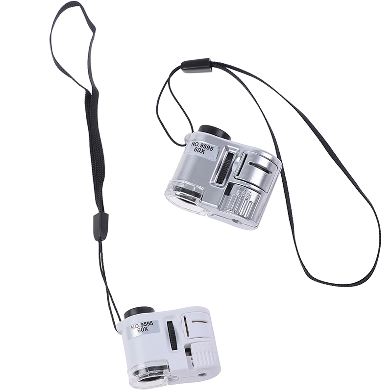 60X Mini Magnifier Microscope With LED Light Jewelry Jeweler Currency Dectector.