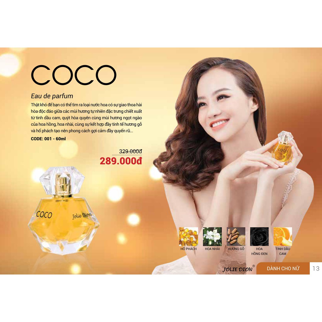 Nước hoa nữ Jolie Dion COCO Eau de parfum 60ml