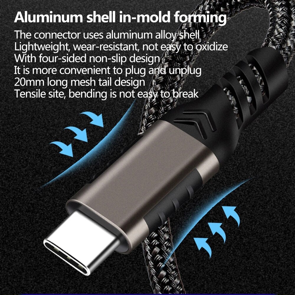 USB Type A to Type C Cable USB3.2 USB C 3.1 Gen2 Data Cable 10Gbps PD 60W/3A USB C SSD Hard Disk Fast Charging Cord for Samsung