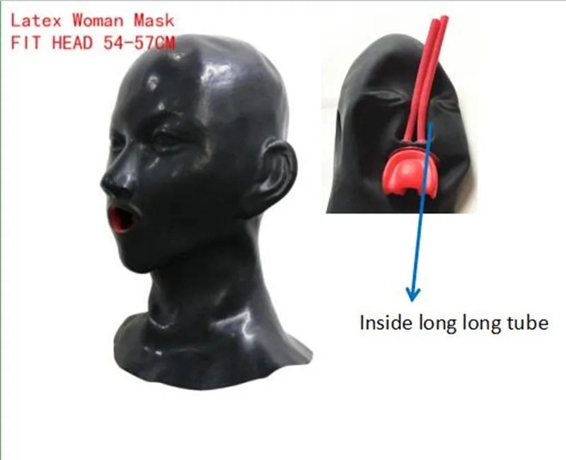 【Free-delivery】 3d Latex Hood With 15cm Long Nose Red Teeth Gag Rubber Open Eye For Women And Men