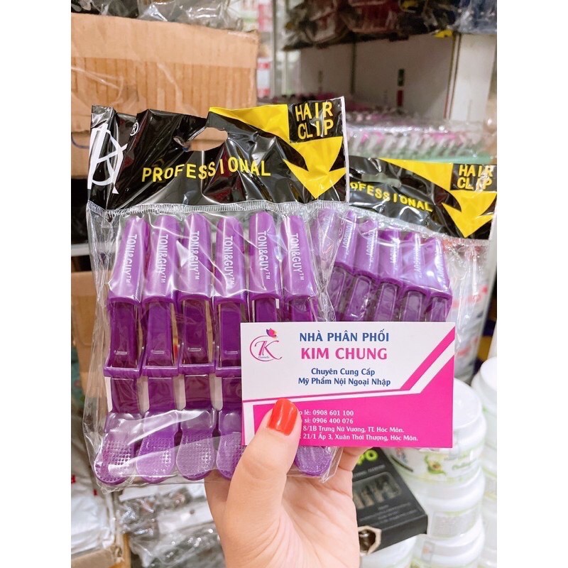Bộ 6 cái kẹp cá sấu (Kẹp mỏ vịt) chia tóc Toni & guy