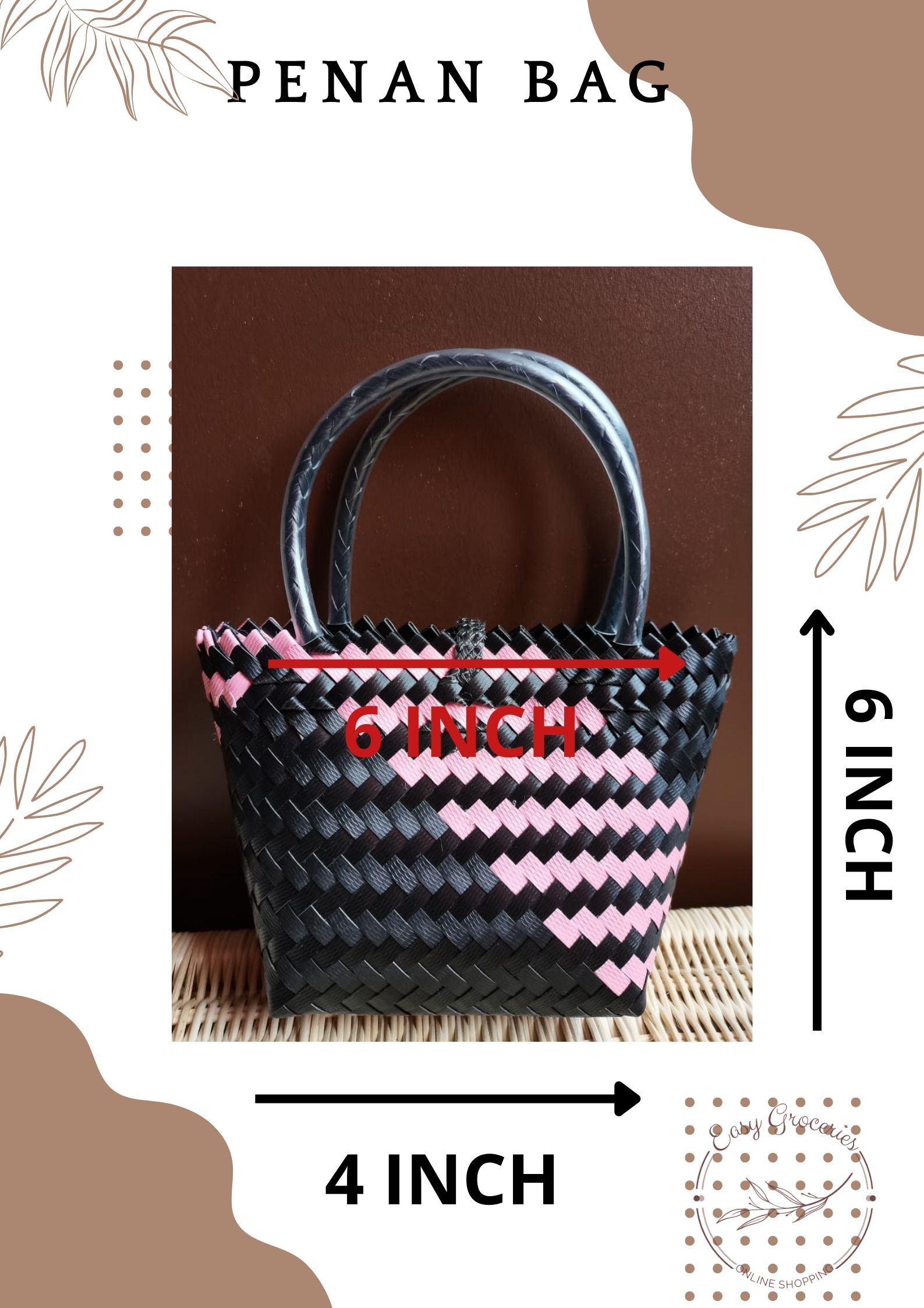 Handwoven Malaysian Borneo SARAWAK Penan Handmade Tote Bag Bakul