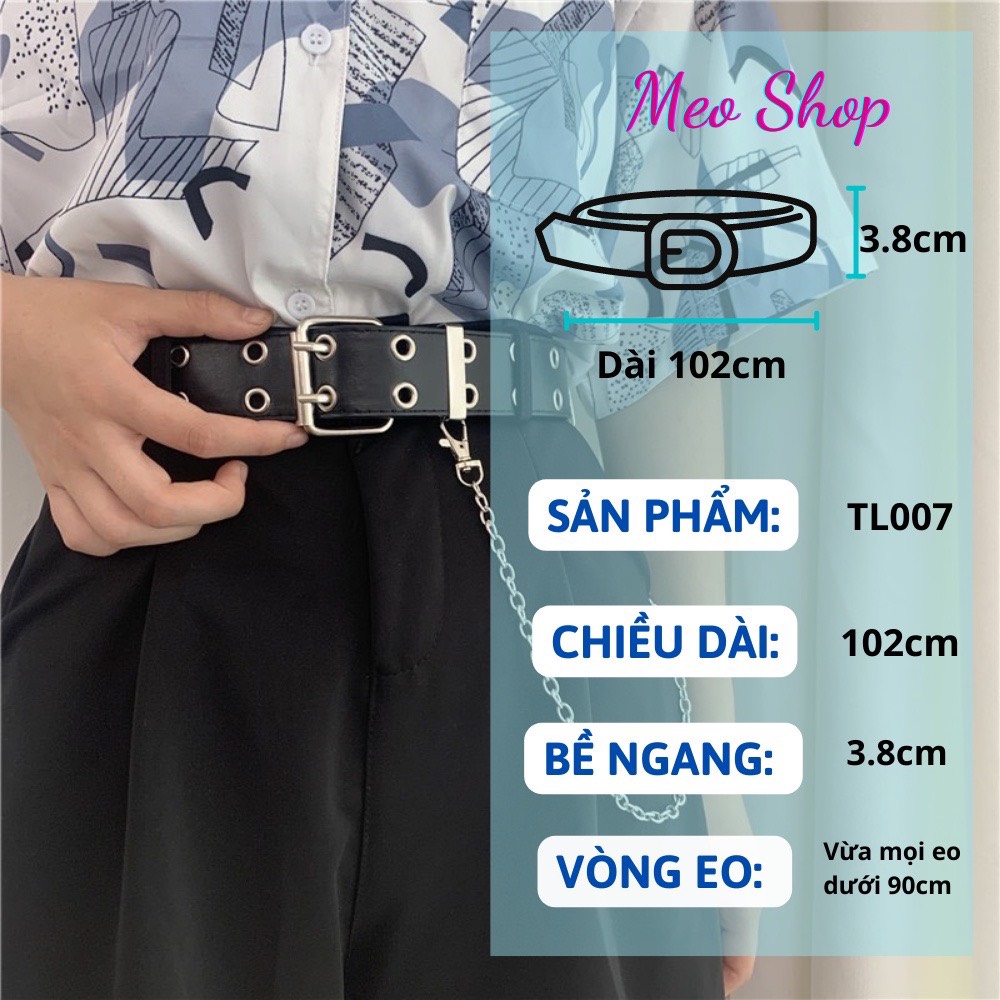 Thắt lưng nữ khóa vuông hai oze (Tặng kèm dây xích) A189