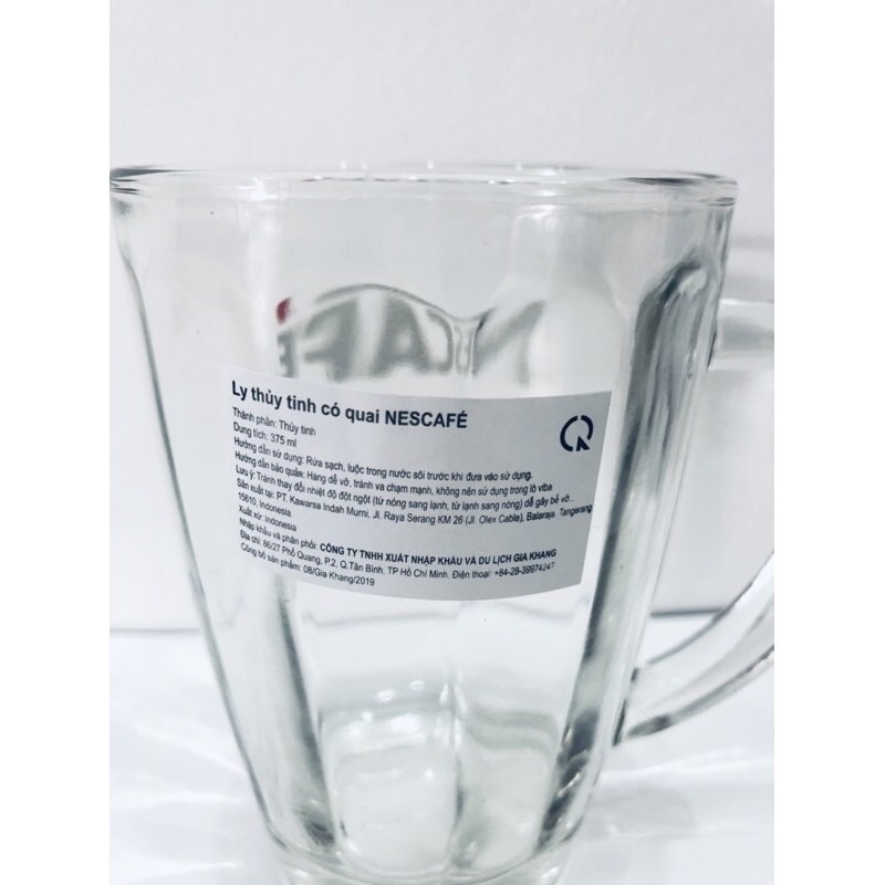 LY CỐC THUỶ TINH CAO CẤP NESCAFE CÓ QUAI CẦM