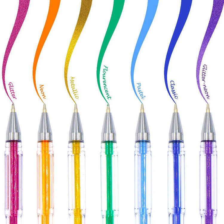  Glitter Gel Pens, 100 Color Glitter Pen Set for