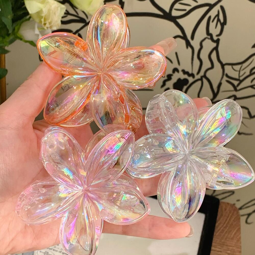 Kẹp Tóc Hoa Sứ Hologram Trong Màu 8cm