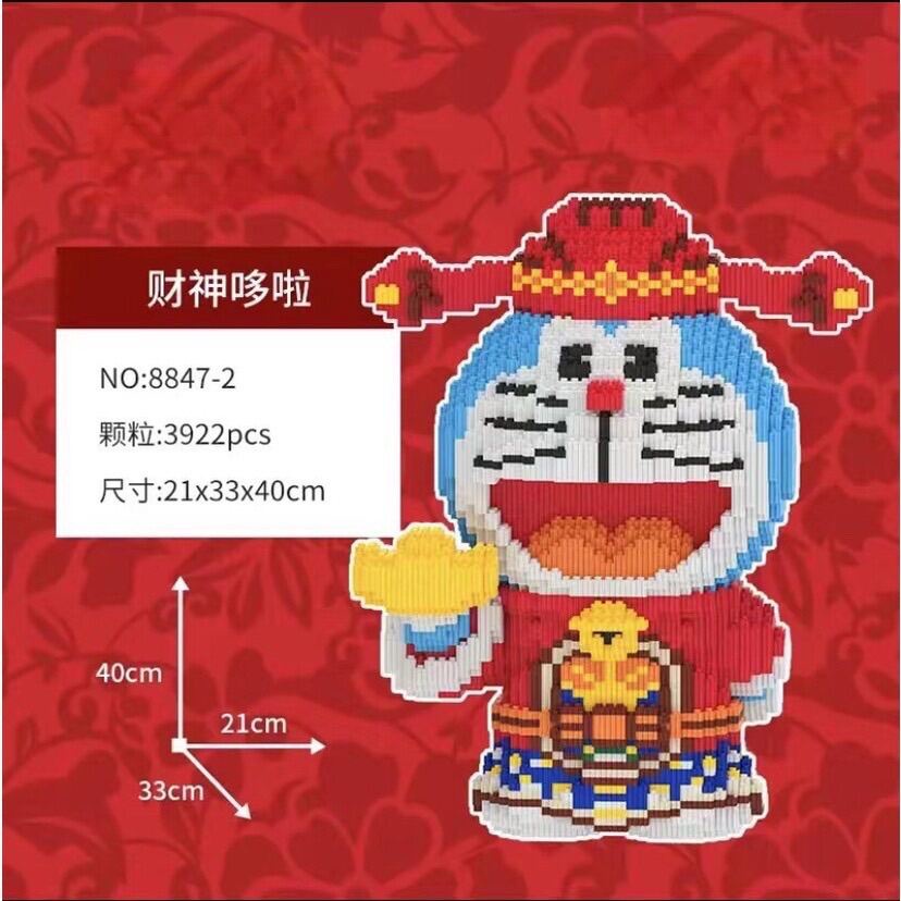 Mô hình lắp ráp Doremon thần tài, Đồ chơi xếp hình le.go Doraemon cỡ lớn ,