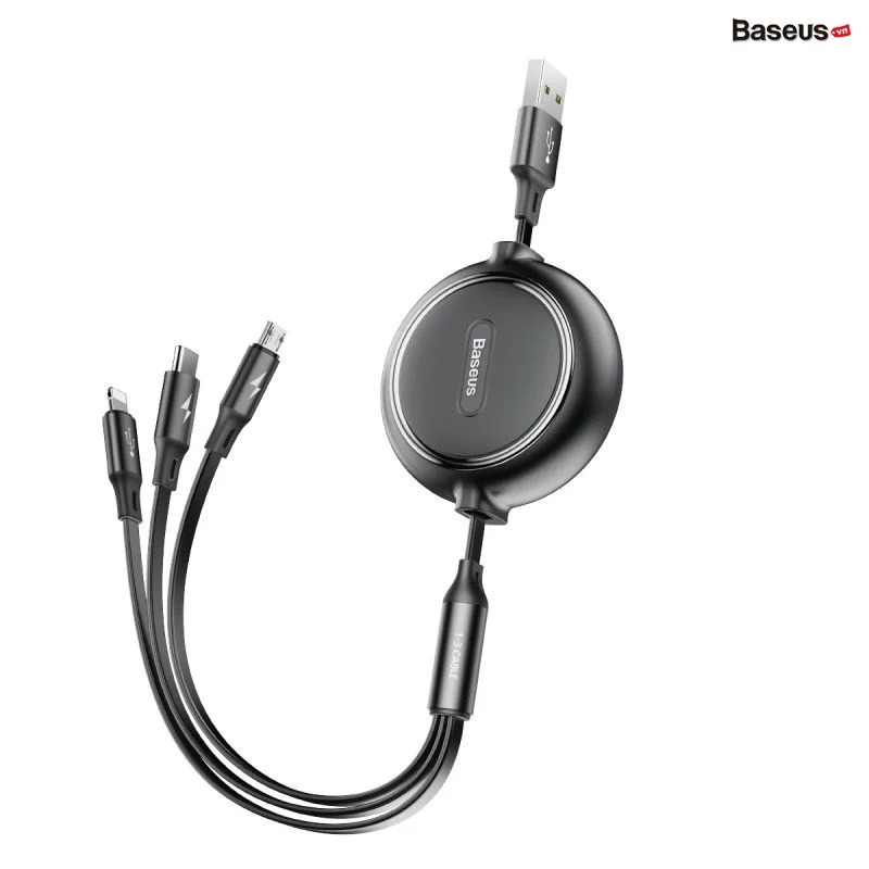 Dây sạc 3 đầu đa năng 3 trong 1 baseus 3.5A - cáp sạc 3 in 1 lightning type c micro usb cho samsung iphone xiaomi ...