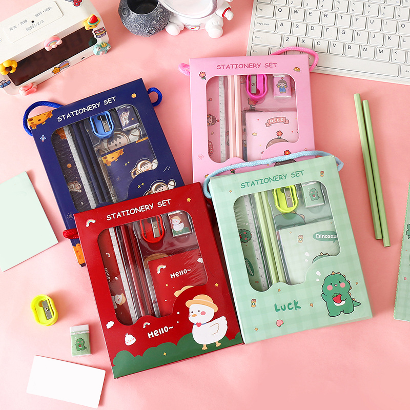 6Pcs%20Creative%20Children%20Stationery%20Set%20Cartoon%20Pencil%20Sharpener%20Eraser%20Note%20Book%20Ruler%20Pencil%20Kawaii%20School%20Supplies%20Gifts%20-%20Image%202
