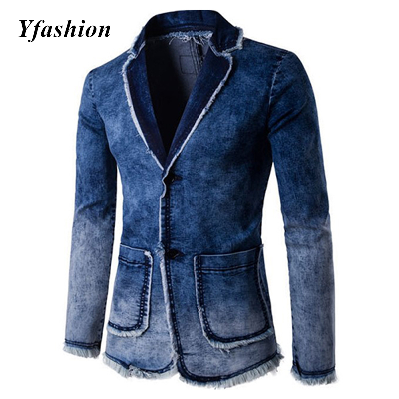mens blue jean blazer