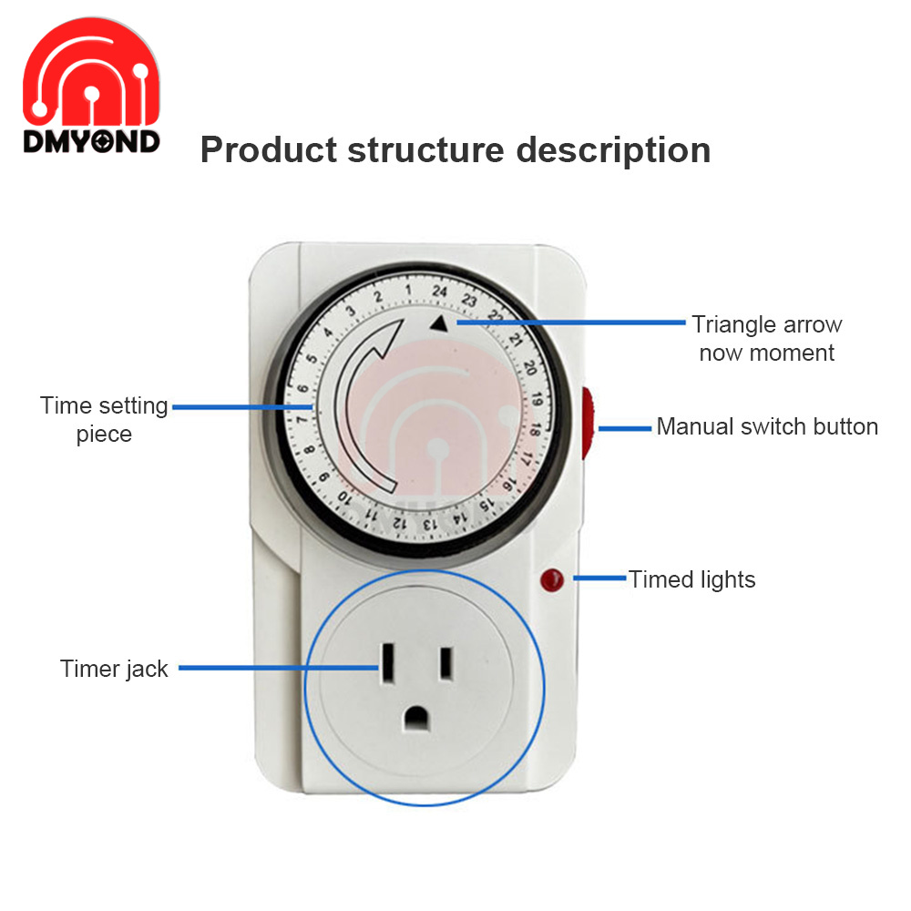24 Hour Cyclic Timer Switch Kitchen Timer Outlet Loop Universal Timing ...