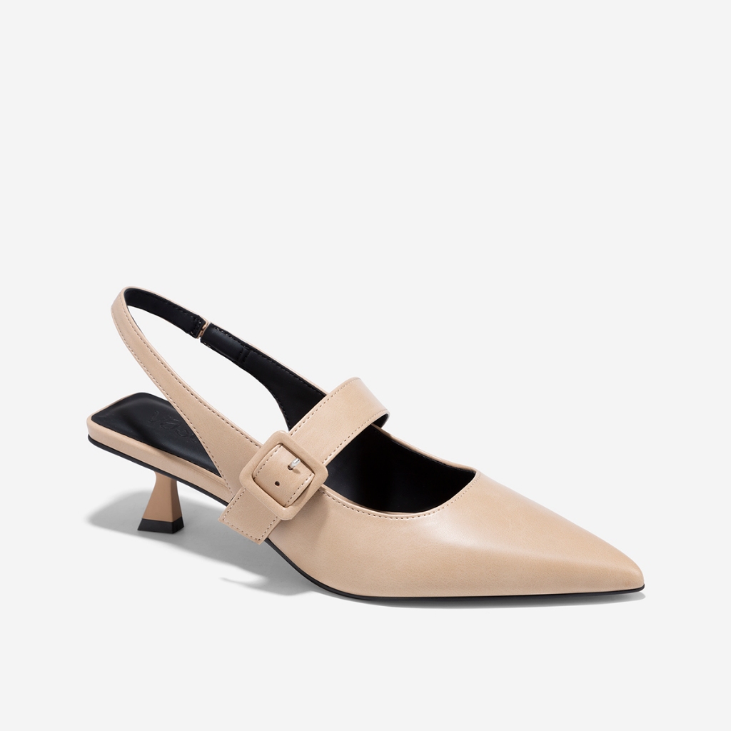 [Voucher 10%] Vascara Giày bít mũi nhọn slingback phối quai - BMN 0658