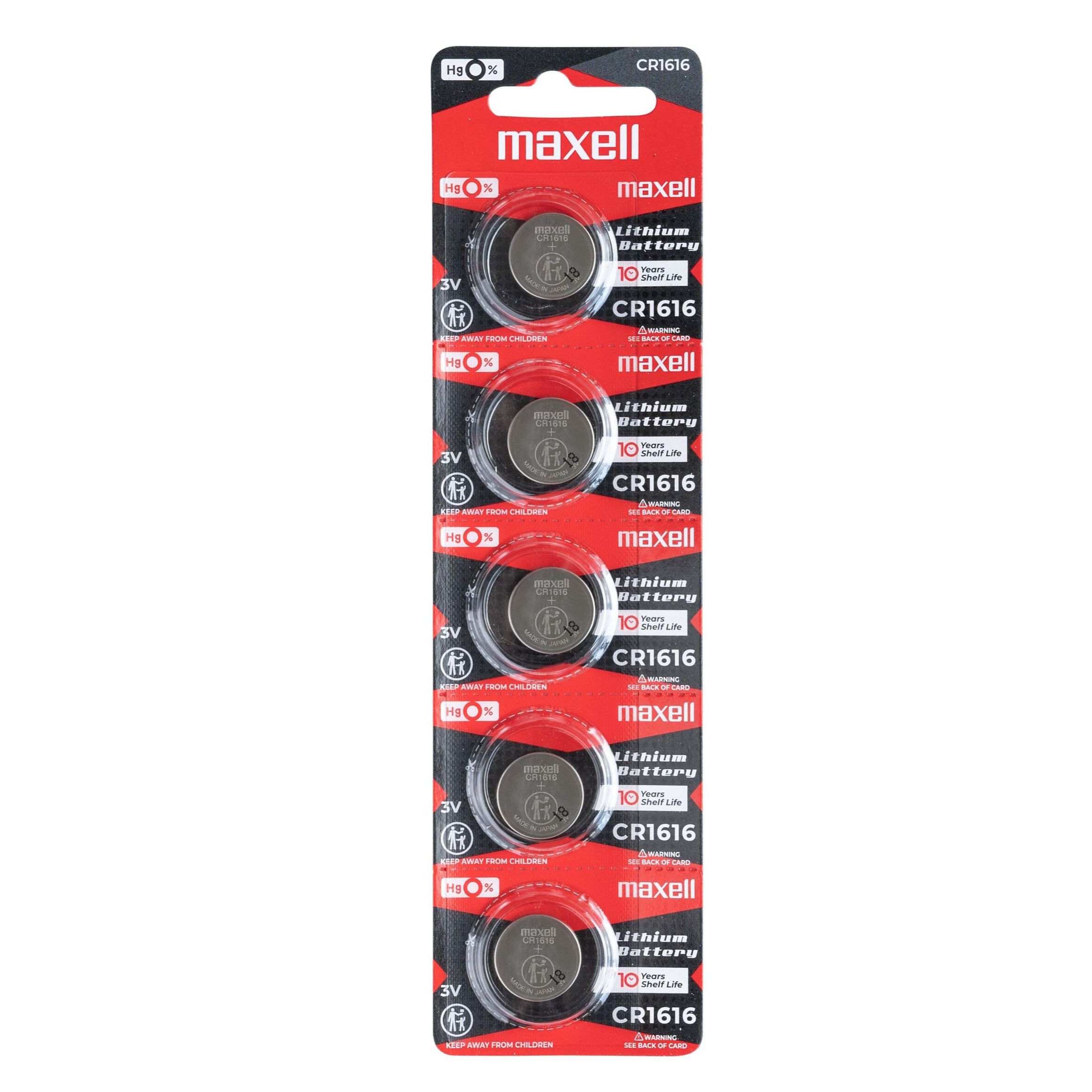 Maxell CR1616 3 Volt Lithium Coin Battery - 50 Pack + FREE