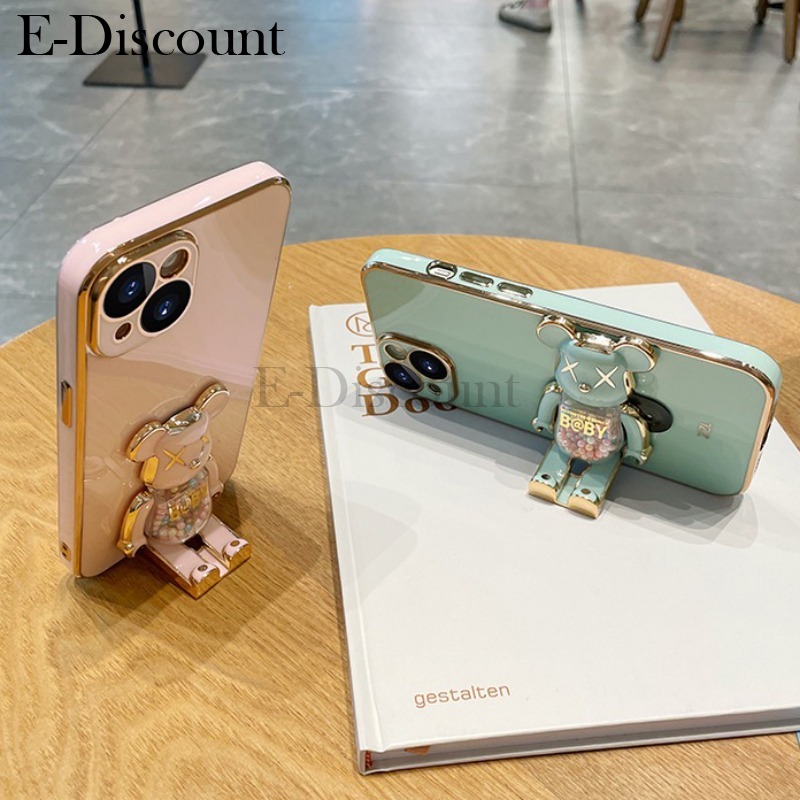 New Phone case Vivo Y04 / Y04S Back cover Soft Electroplated Quicksand Hourglass Pellet KWAS Bear silicone shockproof Protector Smooth for Vivo Y04S / Y04 case.