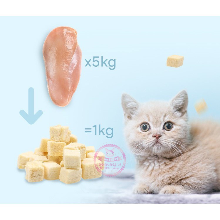 THỊT SẤY ĐÔNG KHÔ- Thịt Sấy Kho Cho Chó Mèo  ( Ức gà, gà viên, vịt viên, trứng gà, gan gà, gan bò, gan vịt...)