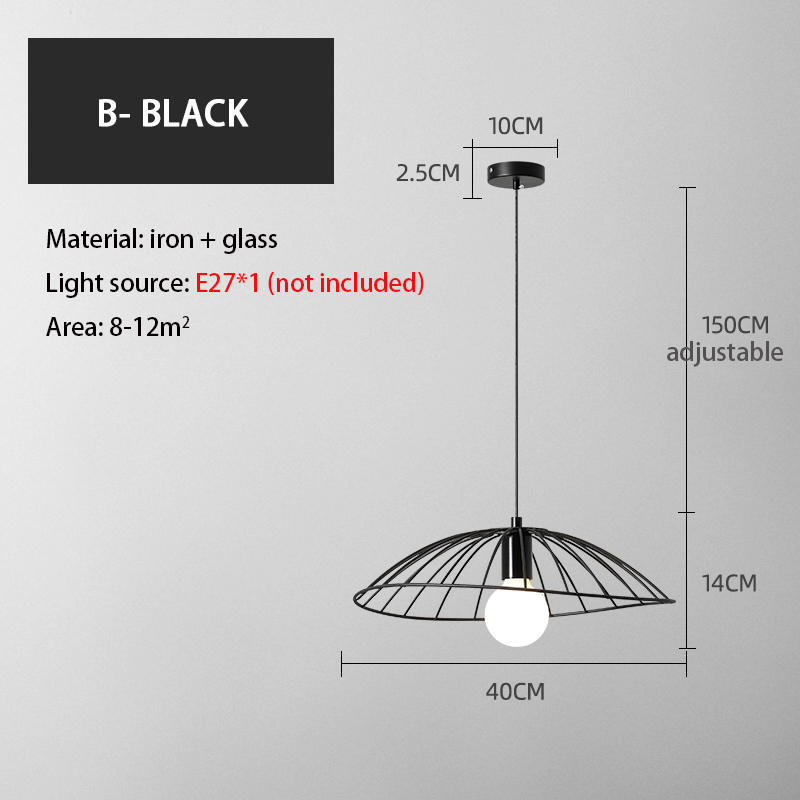 Nordic Pendant Light Iron Cage LED Restaurant Bar Lamp Glass Ball